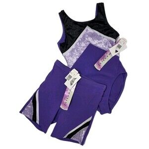 Gilda Marx VTG 90s Cotton Velvet 2pc Leotard Shorts Set Adult XS (Y/J) Purple
